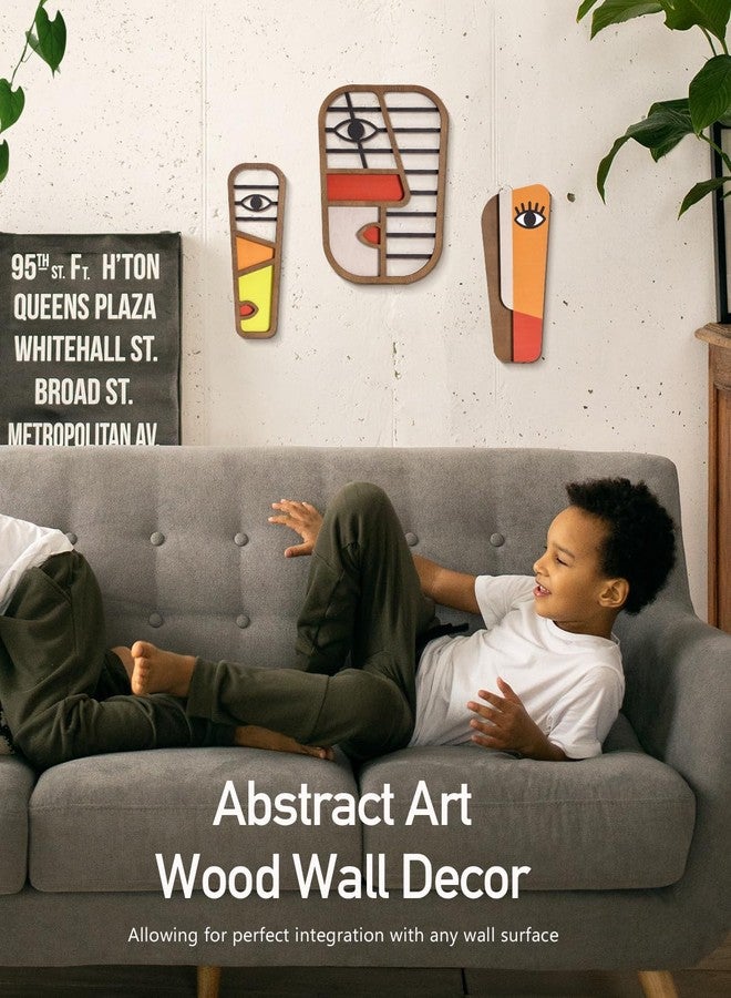 LIFVEAN Abstract Wood Picasso Wall Art Decor - Modern Minimalism Mask Home Wall Decor - Vintage Pop Wall Art for Bedroom Bathroom Living Room (3 Piece) - Image 5
